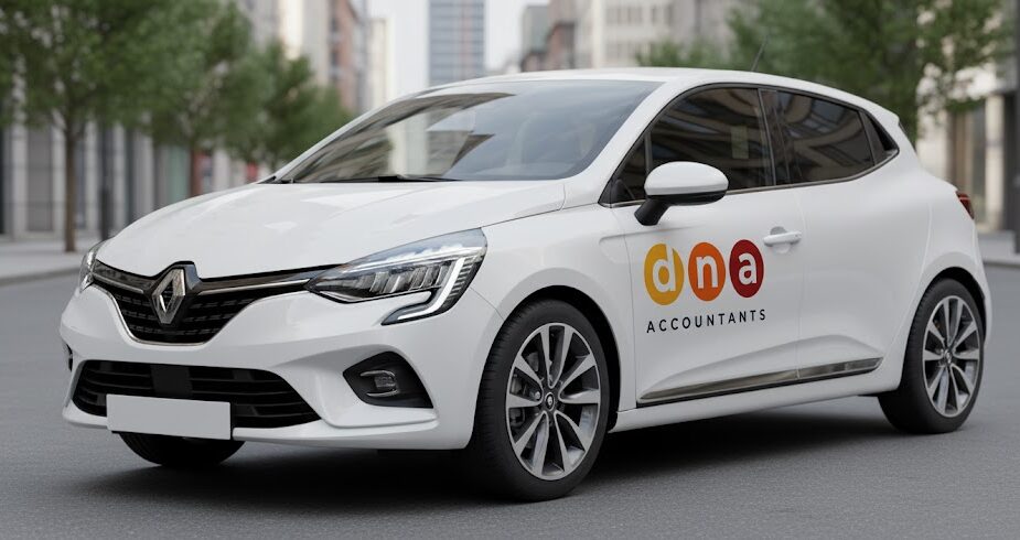 limited company car mileage vs fuel benefit white car with the DNA logo