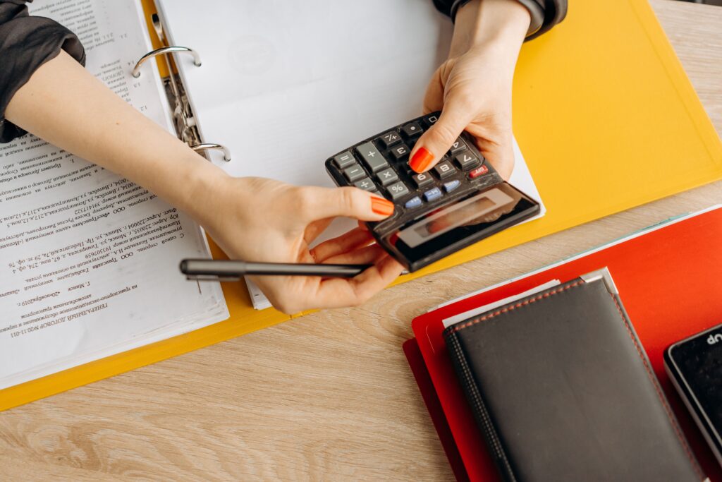 woman using a calculator